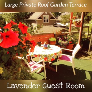 Lavender Room Terrace Gingerbread Cottage Bed Breakfast Victoria BC Canada 